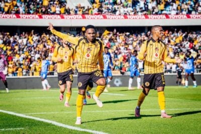 Mfundo Vilakazi celebrate for Kaizer Chiefs against Scottland FC.