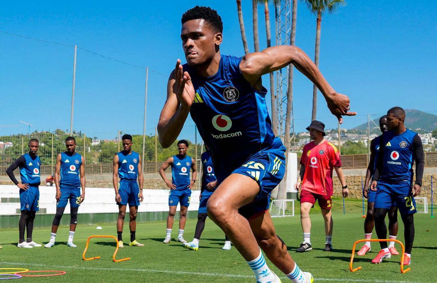 Mthetheleli Mthiyane going through his paces duringan Orlando Pirates training session