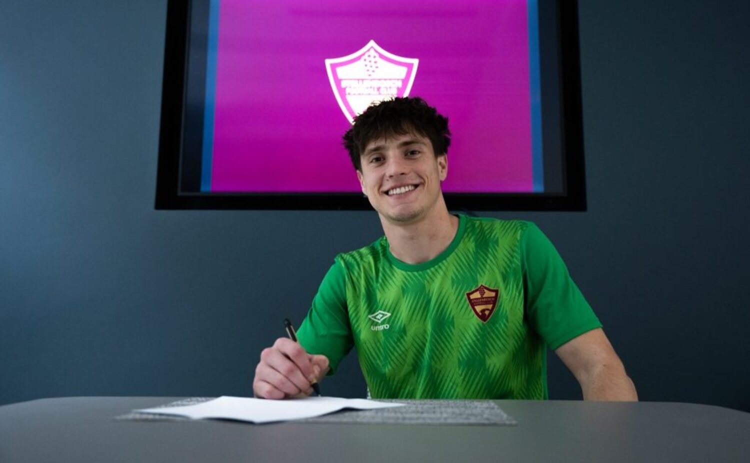 Nathan Barrow being unveiled by Stellenbosch FC