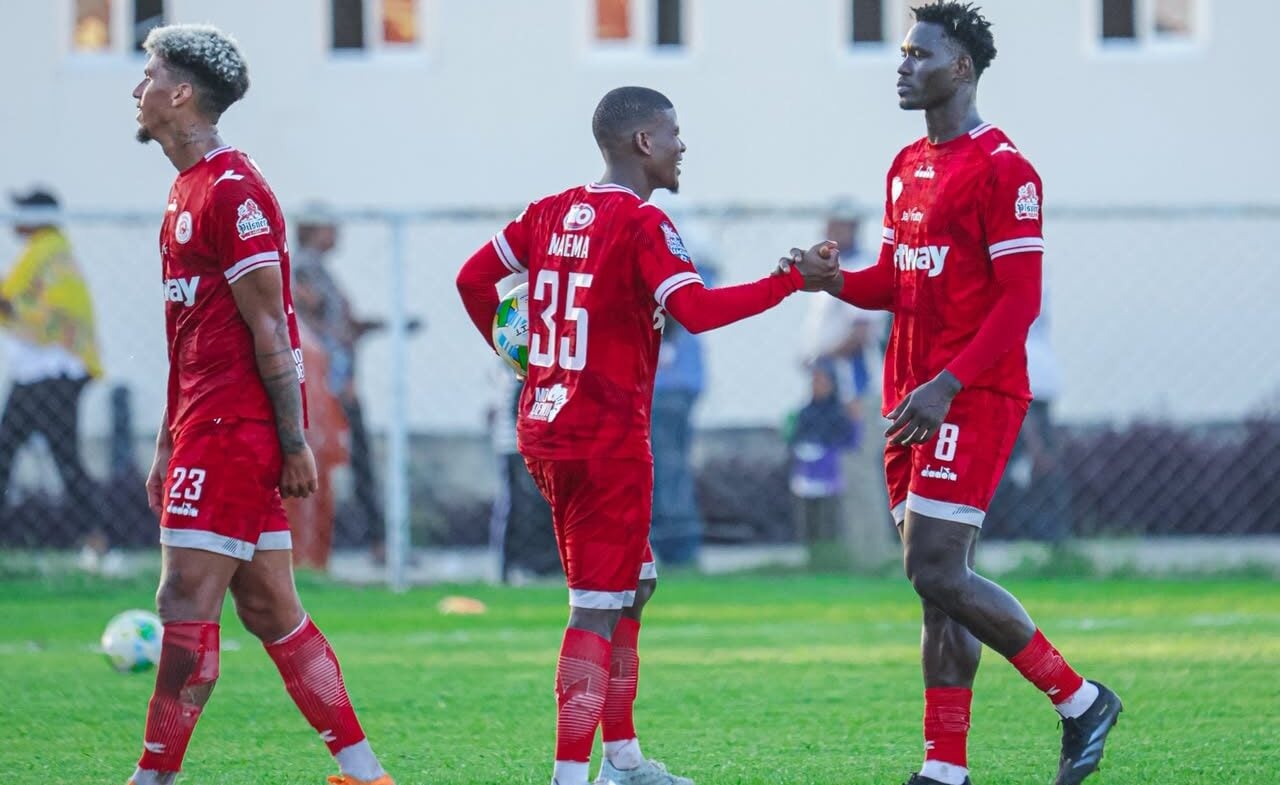 Rushine De Reuck and Neo Maema after a League match with Simba SC.