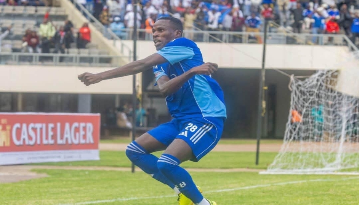 Scottland FC winger Panashe Mutimbanyoka celebrating a goal