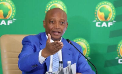 CAF president Patrice Motsepe addressing a press conference