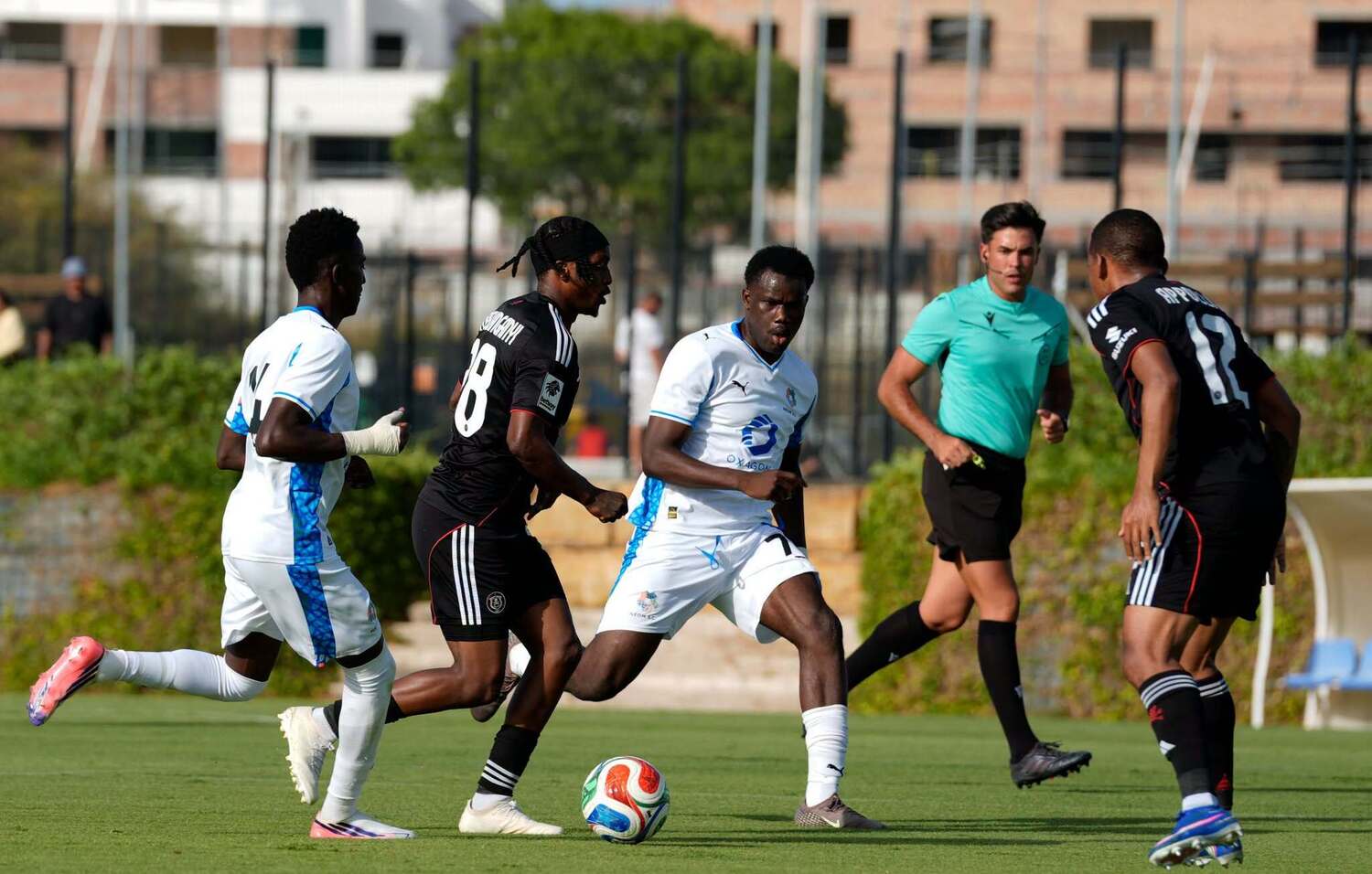 Patrick Maswanganyi dribbles the ball during Orlando Pirates' friedly match against Neom SC