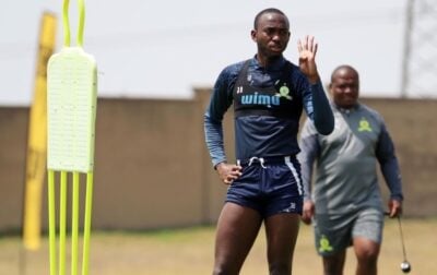 Peter Shalulile of Mamelodi Sundowns at training