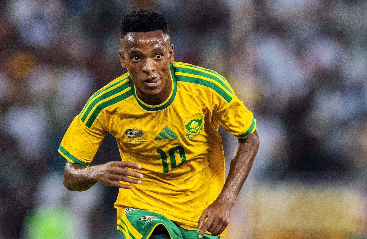 Relebohile Mofokeng in action for Bafana Bafana at the 2026 FIFA World Cup