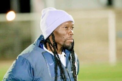 Reneilwe Letsholonyane during a Matebele FC match