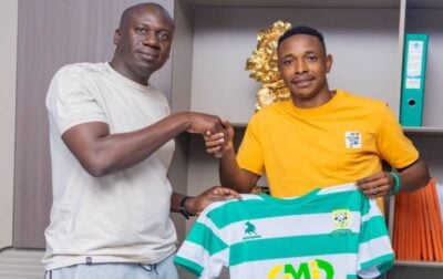 Hardrock FC president Shepherd Chahwanda and Prince Dube