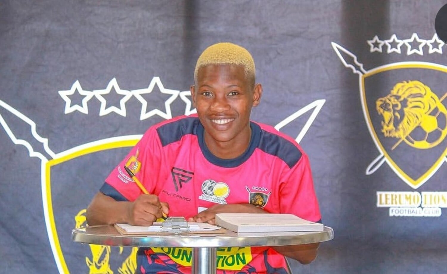 Siphesihle Tati when he was unveiled by Lerumo Lions FC