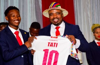 Siphesihle Tati and TS Galaxy boss Tim Sukazi