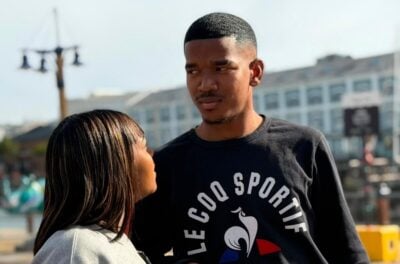The late Mamelodi Sundowns midfielder Jayden Adams with his partner Aqueela Adendorf