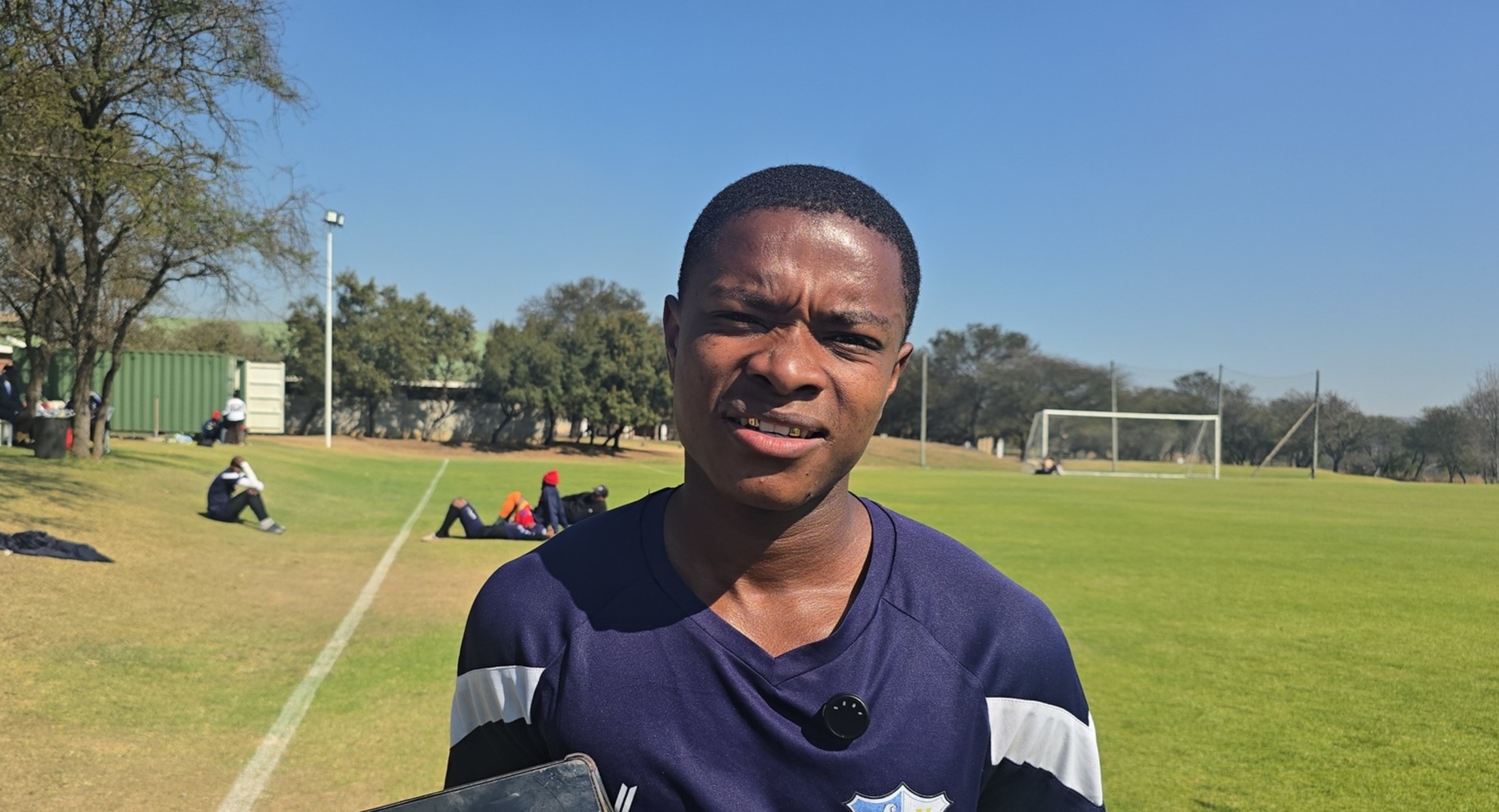 Thabang Mabena speaking to the media during a pre-season camp in Polokwane.