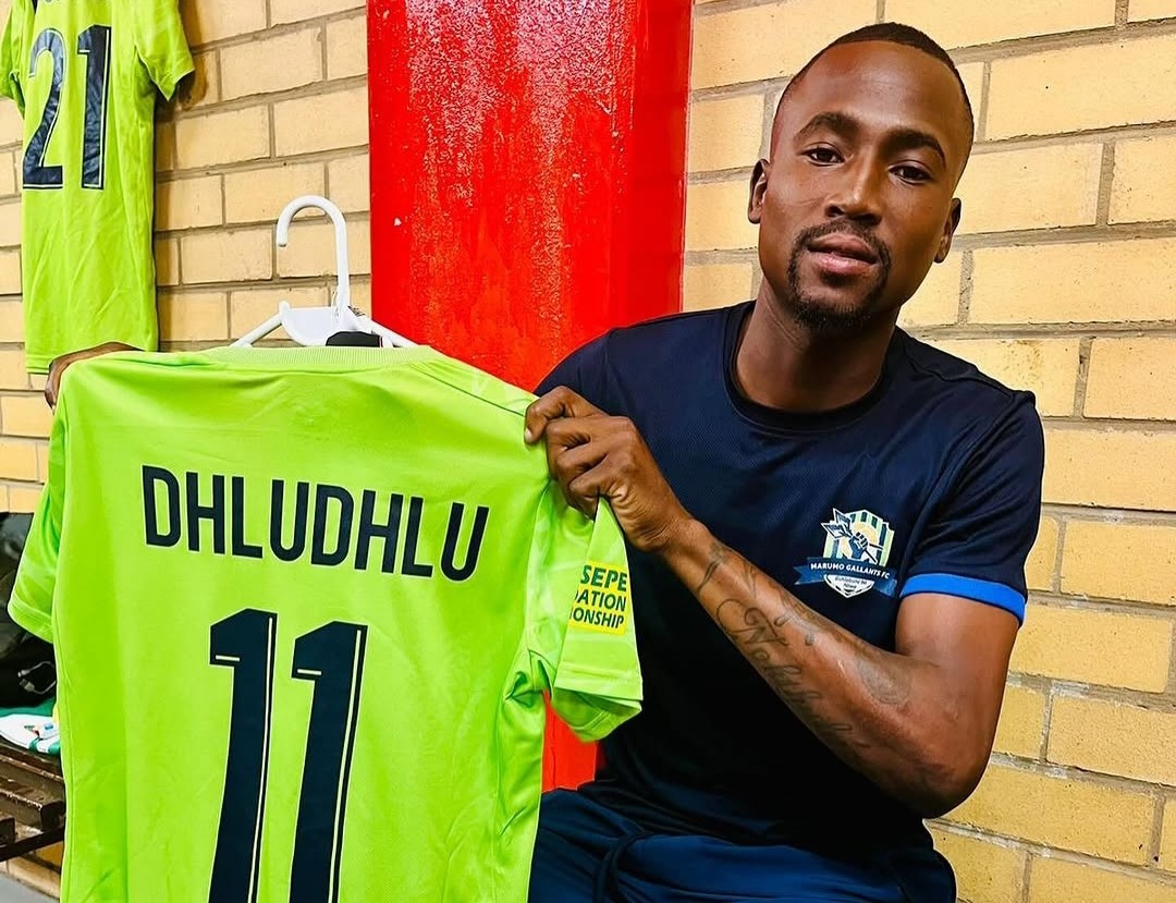 Marumo Gallants player Thapelo Dhludhlu holding a t-shirt after a League match.