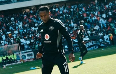 Tshepang Moremi during a training session with Orlando Pirates