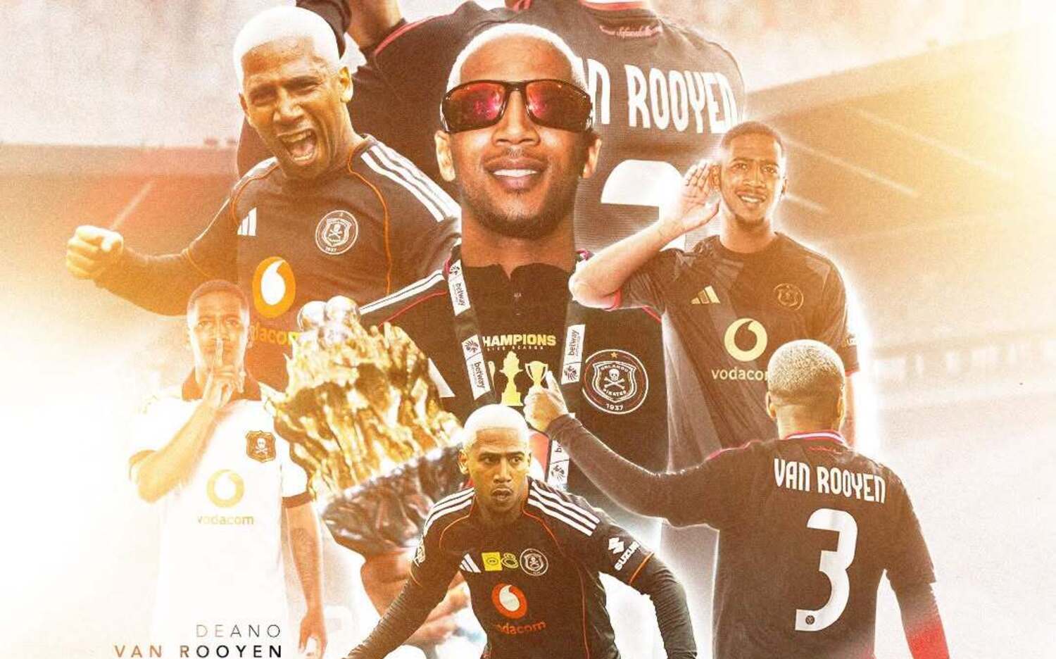 A graphic picture of Orlando Pirates announcing Deano van Rooyen's depature
