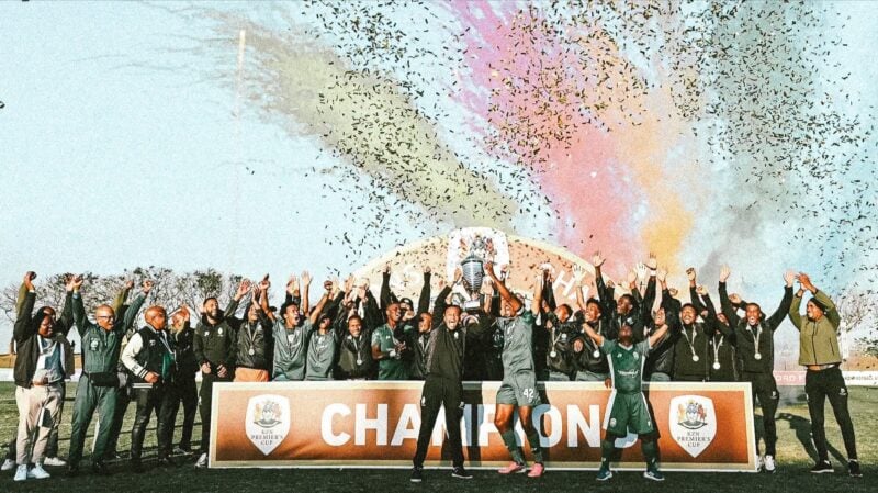 AmaZulu FC players in celebratory mood after winning the KZN Premier's Cup