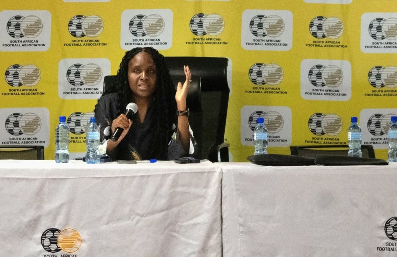 SAFA CEO Lydia Monyepao addressing the media in Nasrec