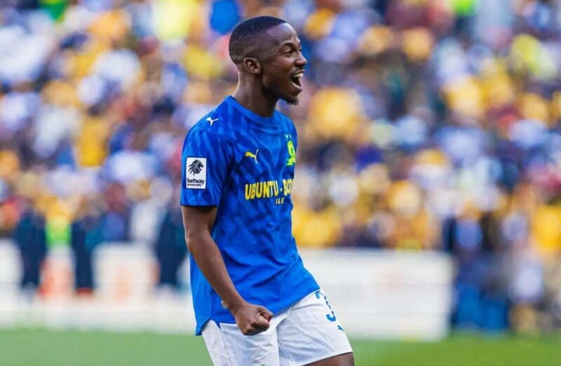 Cassius Mailula celebrates after scoring for Mamelodi Sundowns