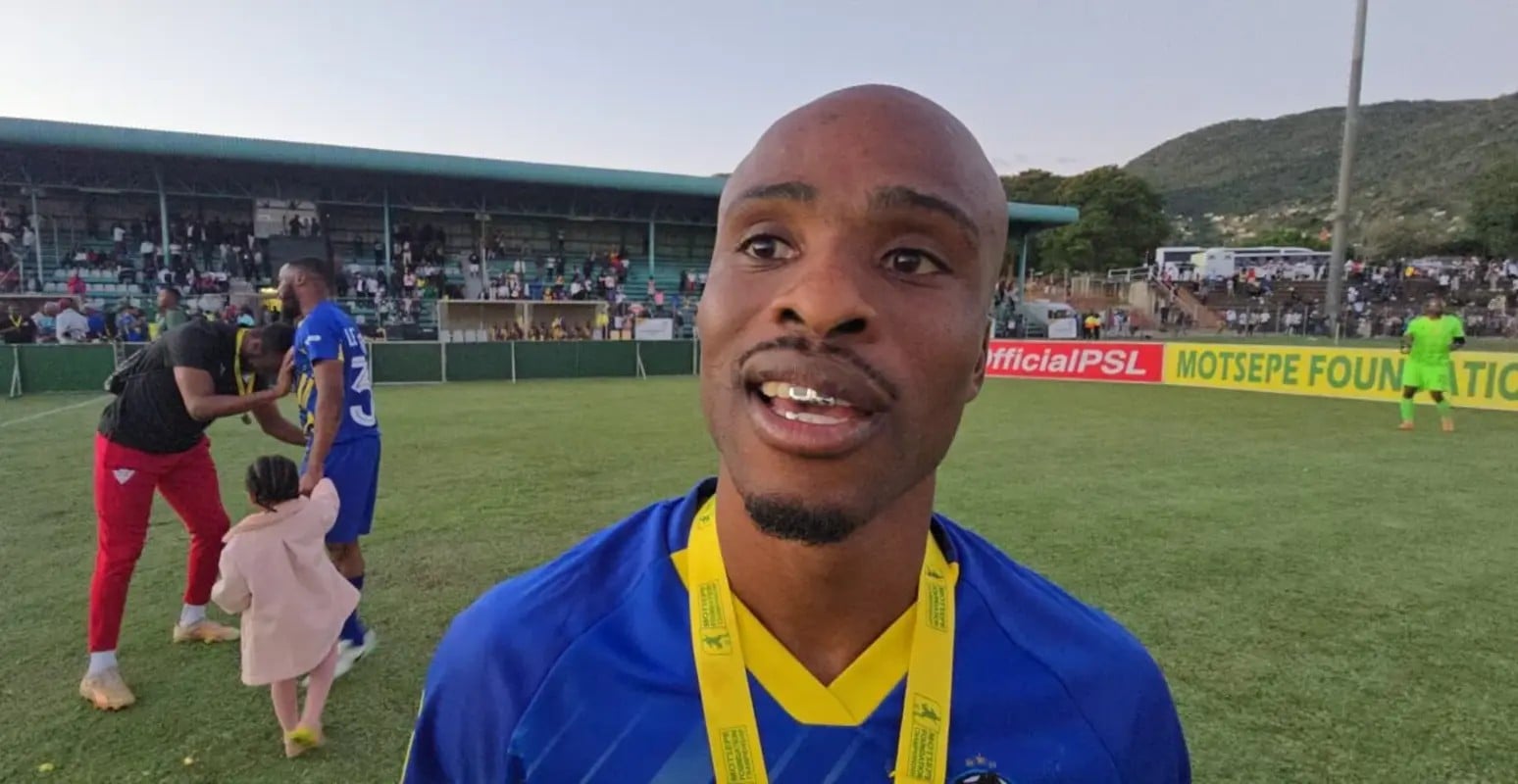 Celimpilo Ngema speaking to FARPost at KaNyamazane Stadium.