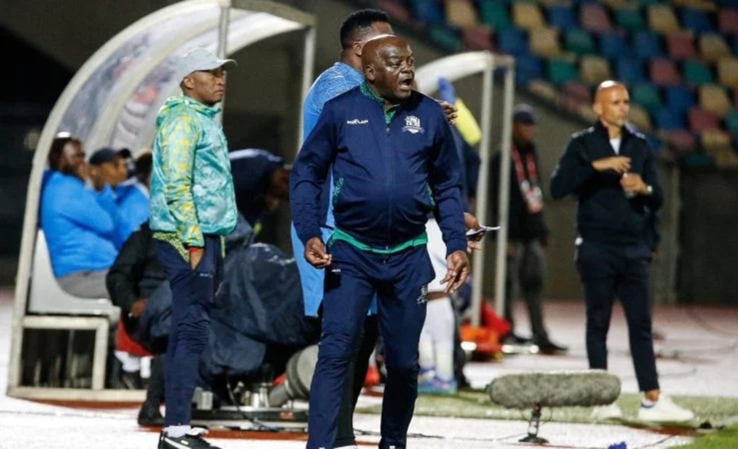 Dan Malesela shouting instructions during a match between Marumo Gallants and Mamelodi Sundowns