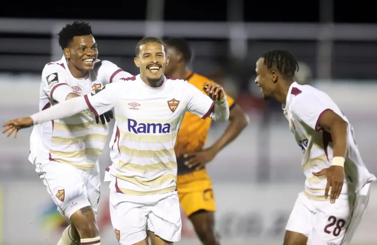 Devin Titus celebrate for Stellenbosch FC against Polokwane City.