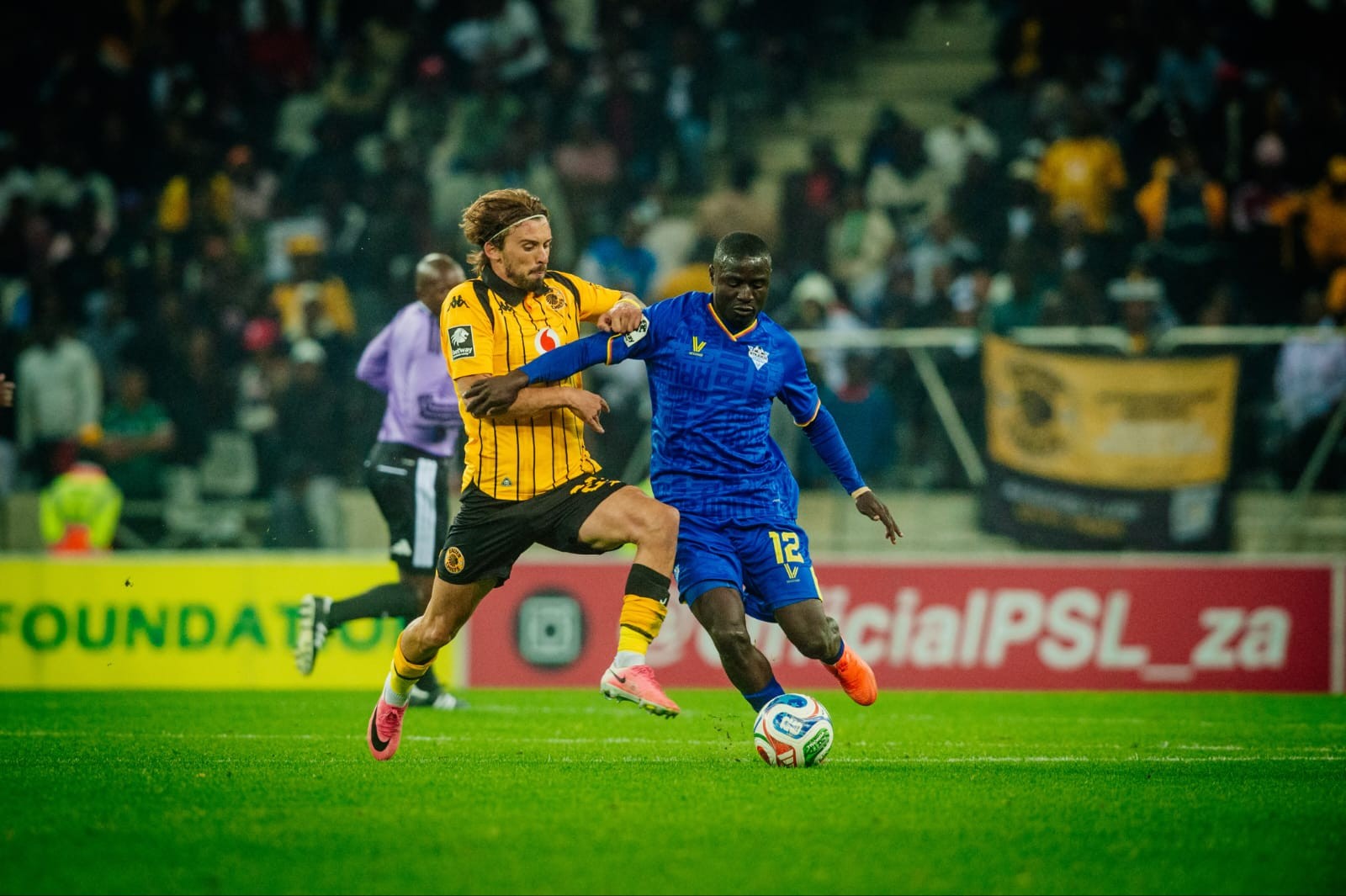 Ethan Chislett in action for Kaizer Chiefs against Kruger United.