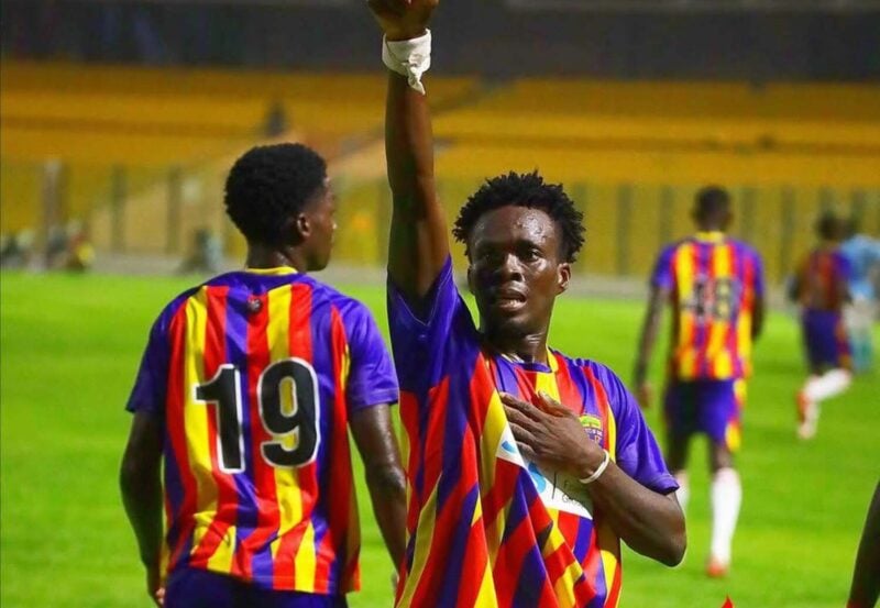 Ghanaian striker Hamza Issah celebrates