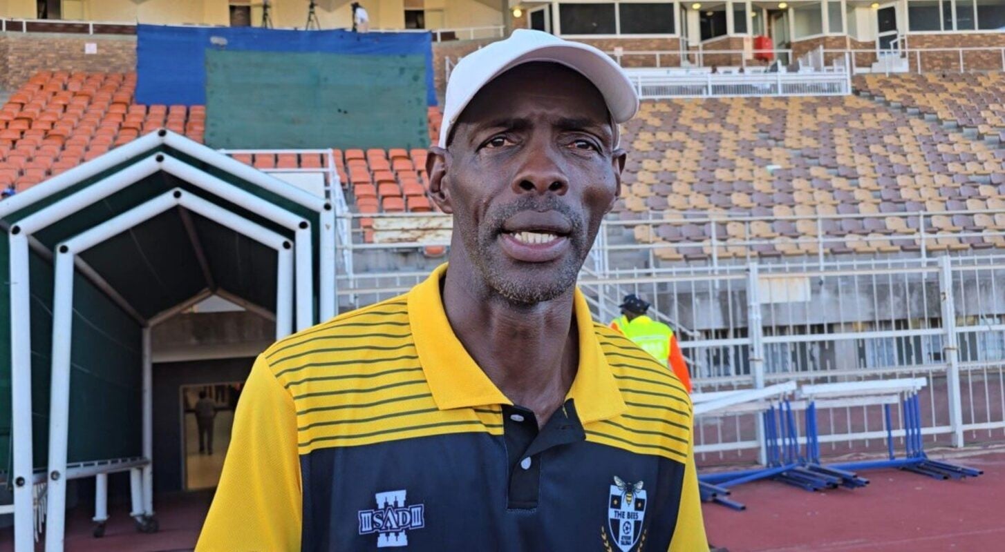 Humphrey Mlwane talking to the media during the SAFA ABC Motsepe League national playoffs.