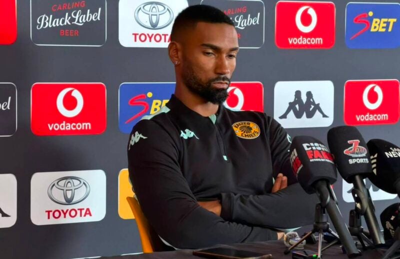 Kaizer Chiefs defender Inacio Miguel addressing the media