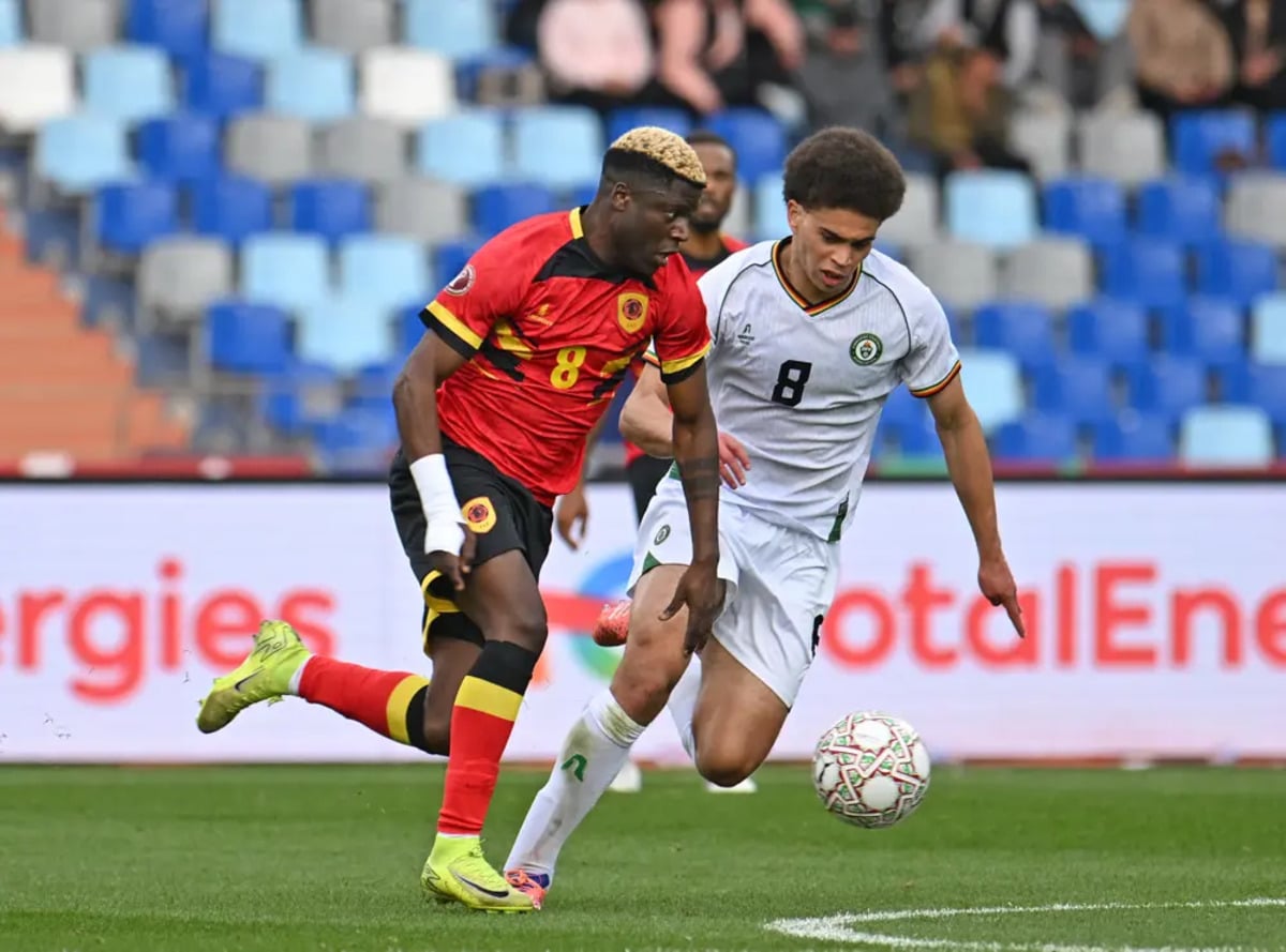 Incoming Golden Arrows midfielder Jonah Fabisch on Zimbabwe national team duty during the 2025 Africa Cup of Nations game against Angola