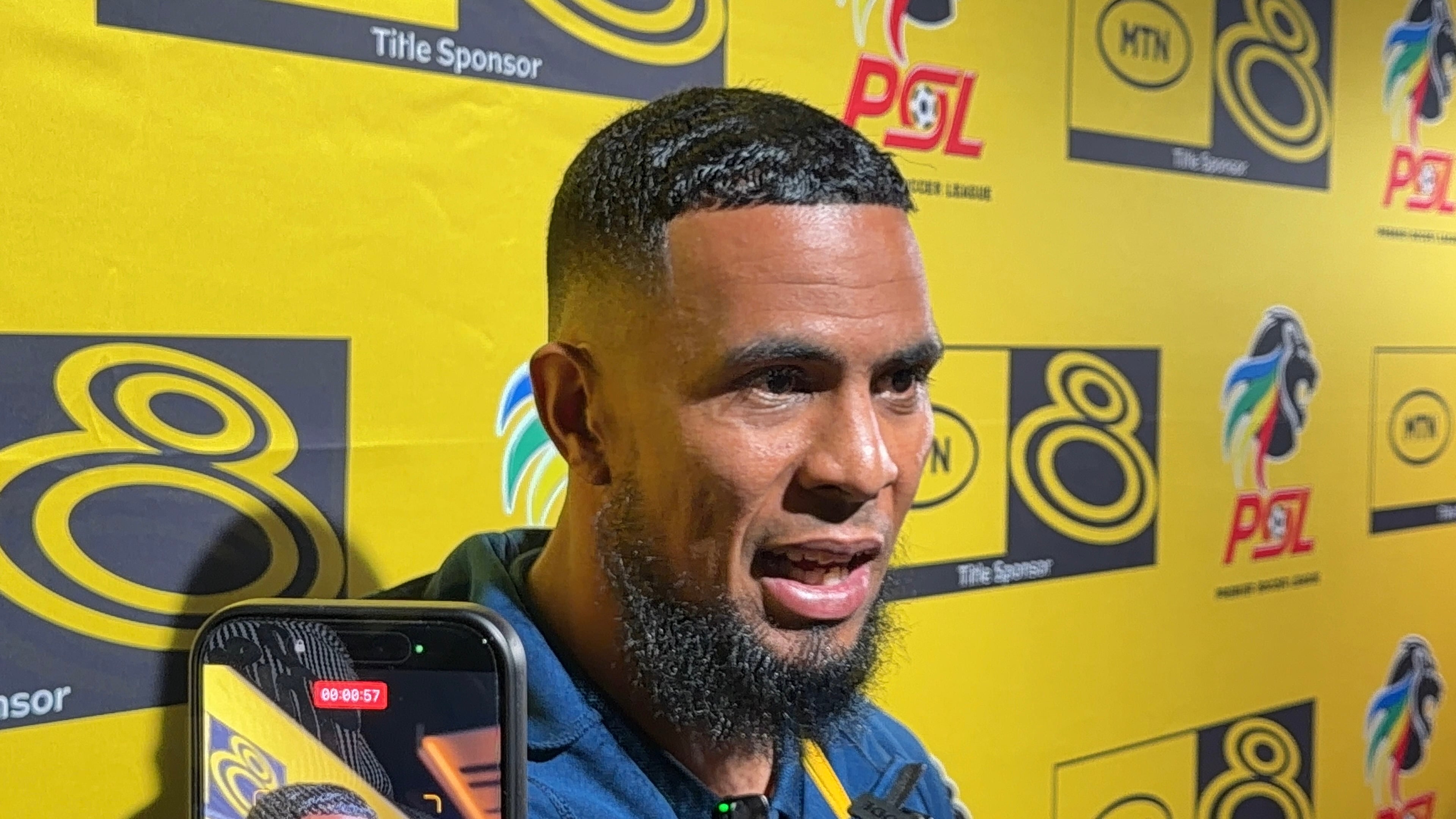 Kaizer Chiefs captain Brandon Petersen speaking to the media at the 2026 MTN8 launch