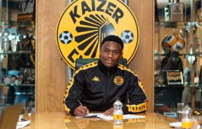 Langelihle Phili putting pen to paper at Kaizer Chiefs