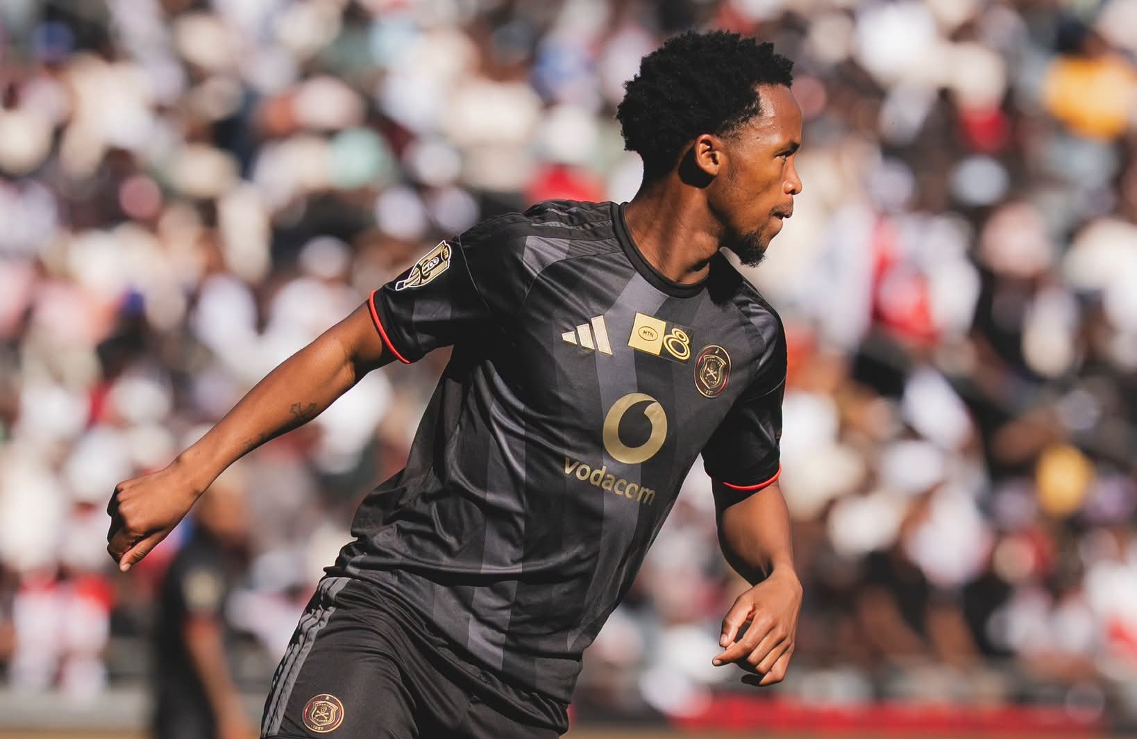 Lebone Seema in action for Orlando Pirates against Sekhukhune United in the MTN8 semi-final second leg encounter at Orlando Amstel Arena