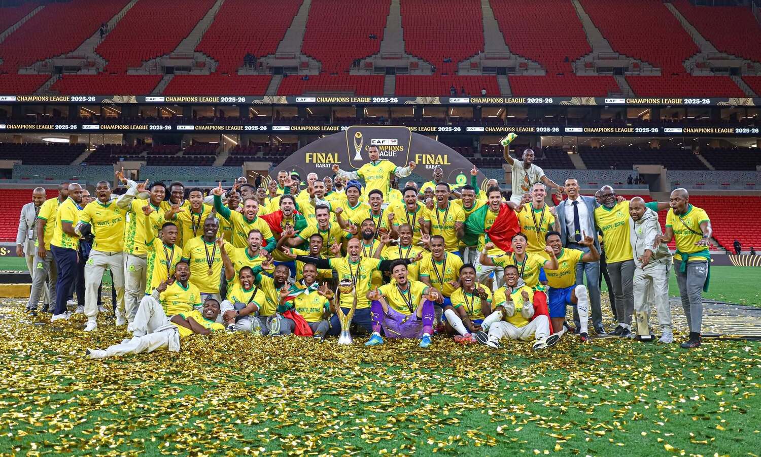 Mamelodi Sundowns celebrating winning the CAF Champions League title