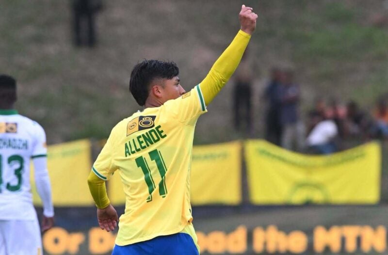 Marcelo Allende celebrating after scoring for Mamelodi Sundowns