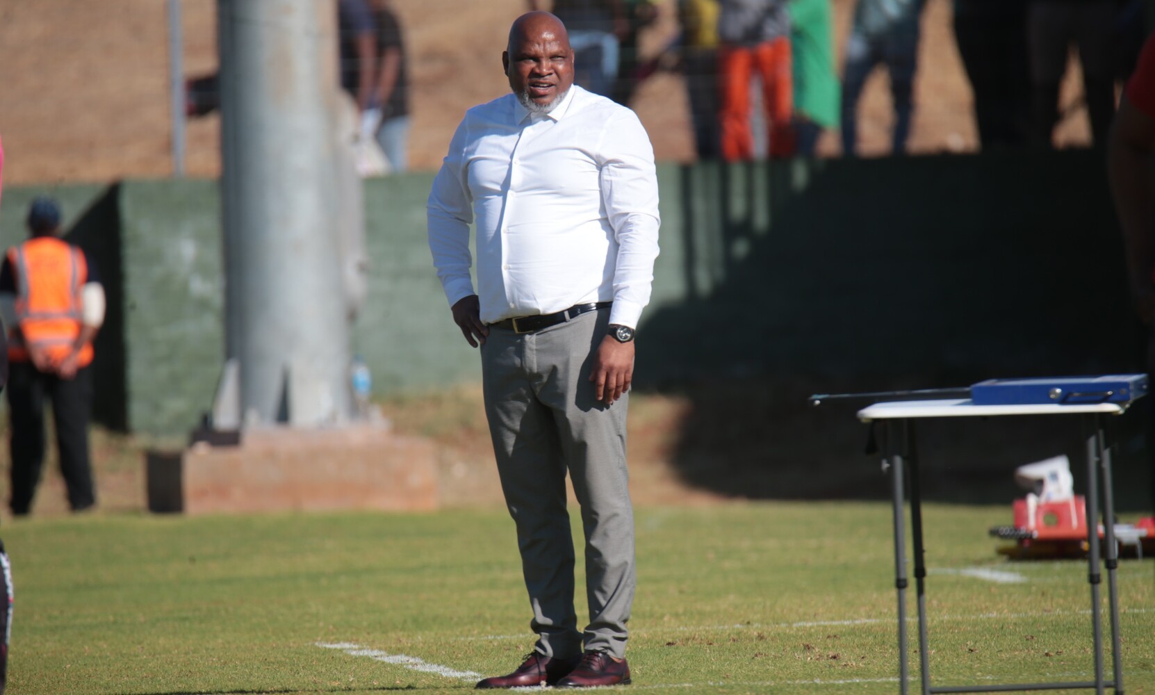 Magesi FC Director of Football Morgan Mammila on the bench at Baroka Village