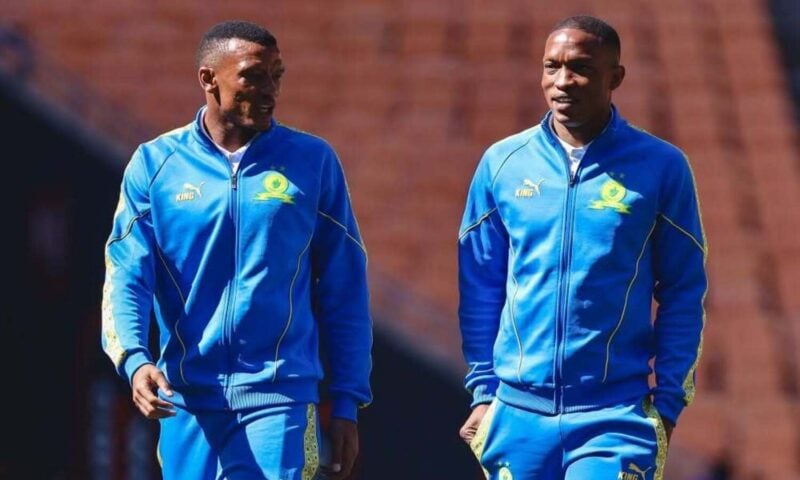 Mothobi Mvala and his Mamelodi Sundowns teammate Grant Kekana