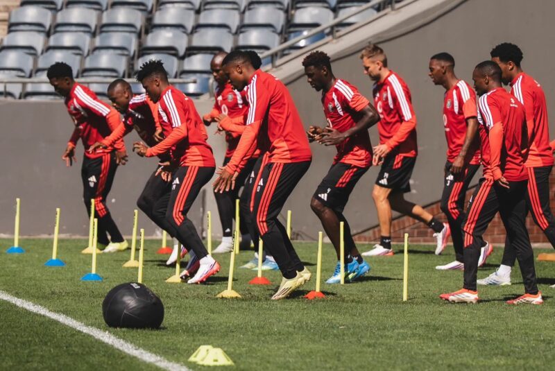 Orlando Pirates players putting in the hard work during the club's training session