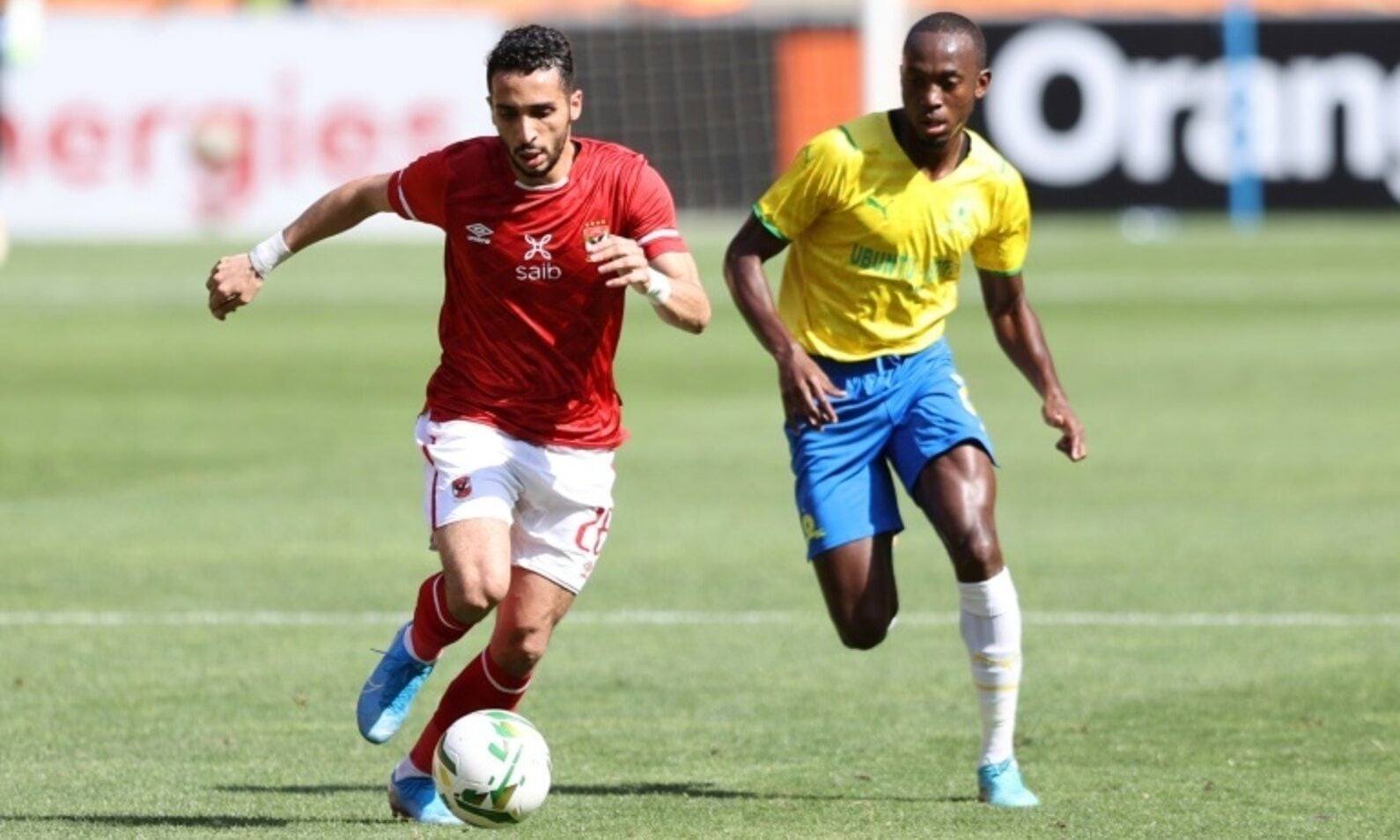 Peter Shalulile in action against Al Ahly