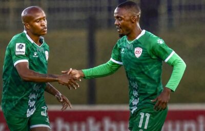 Sekhukhune United players celebrate a goal
