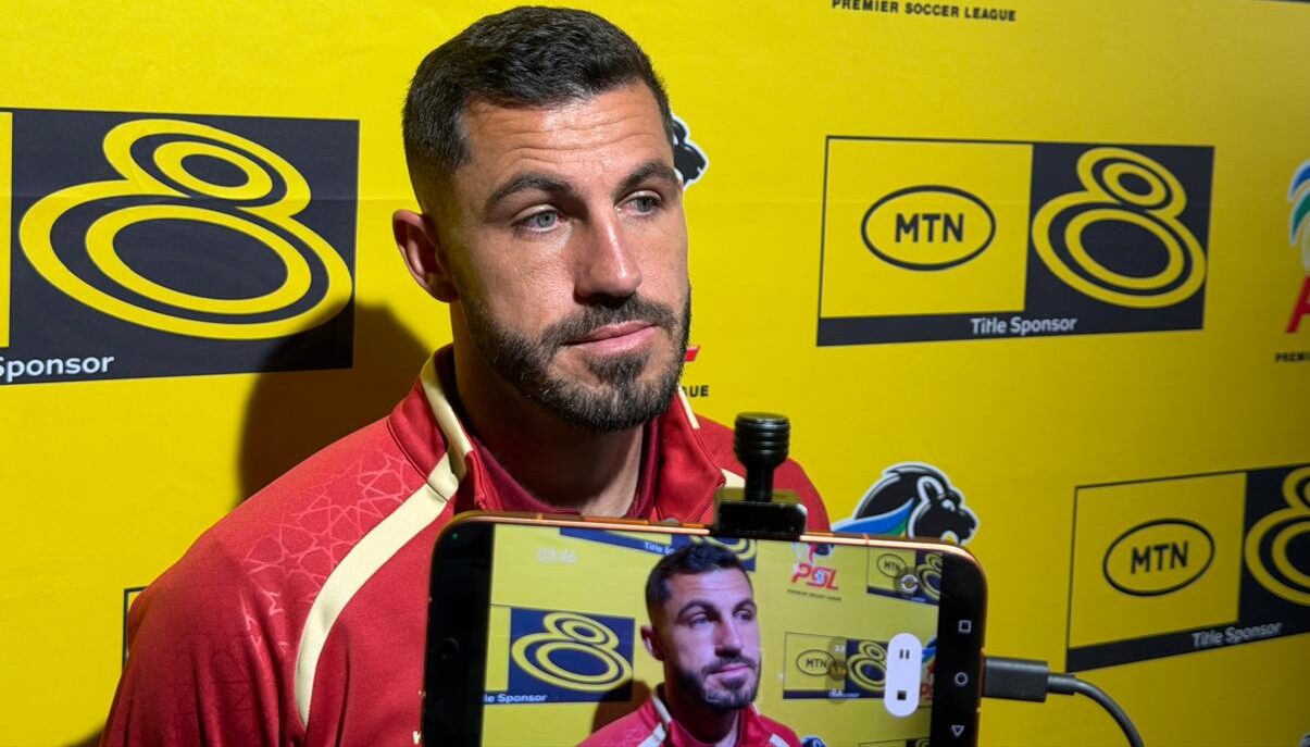 Sekhukhune United veteran defender Daniel Cardoso speaking at the MTN8 launch this week