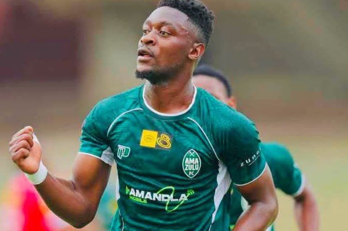 Thandolwenkosi Ngwenya celebrating a goal