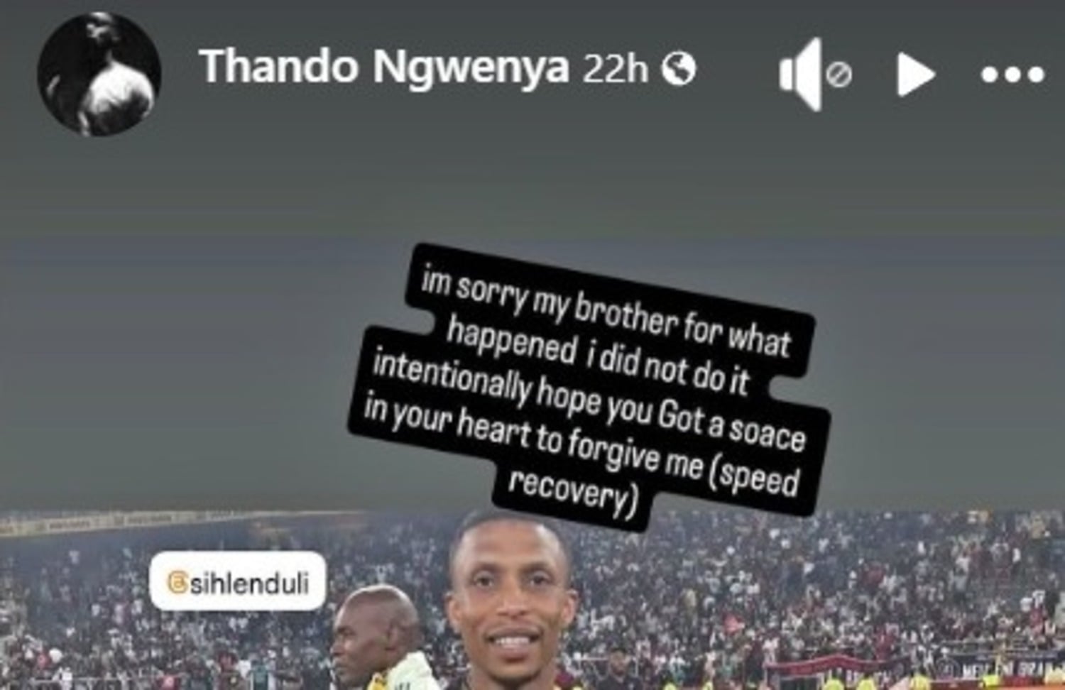 Thandolwenkosi Ngwenya's apology to Orlando Pirates midfielder Sihle Nduli