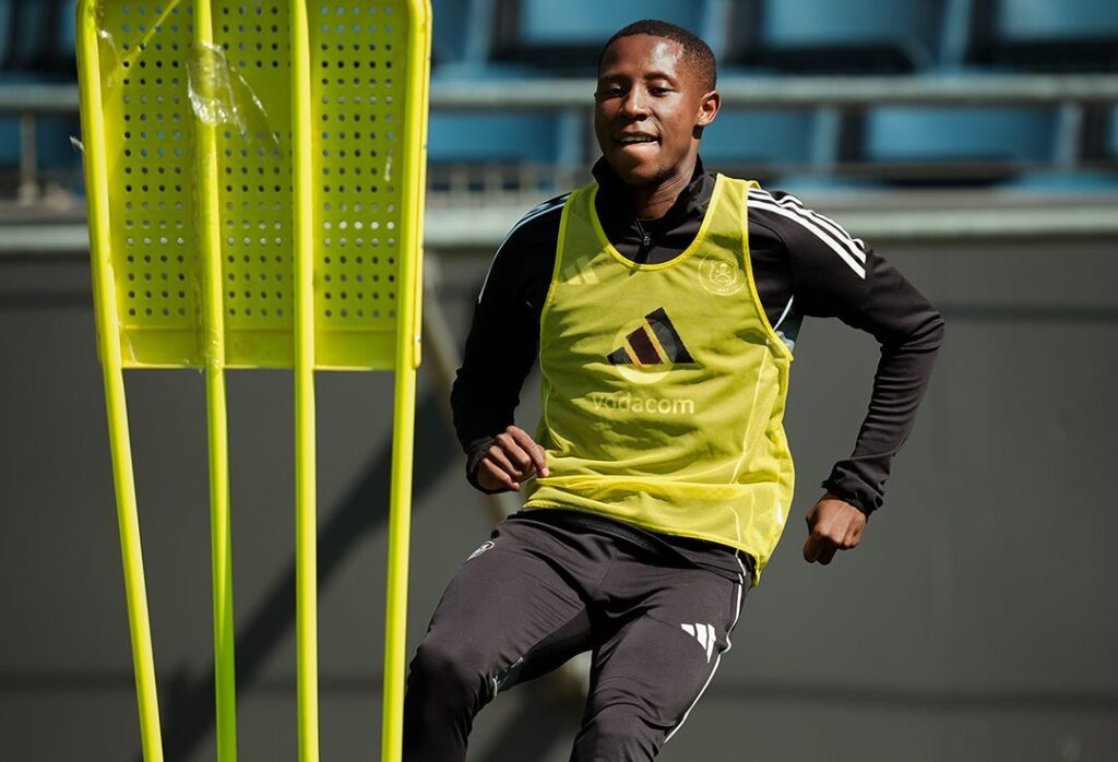 Tshepang Moremi during Orlando Pirates' training session