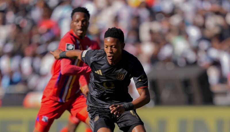 Yanela Mbuthuma in action for Orlando Pirates against Milford FC.