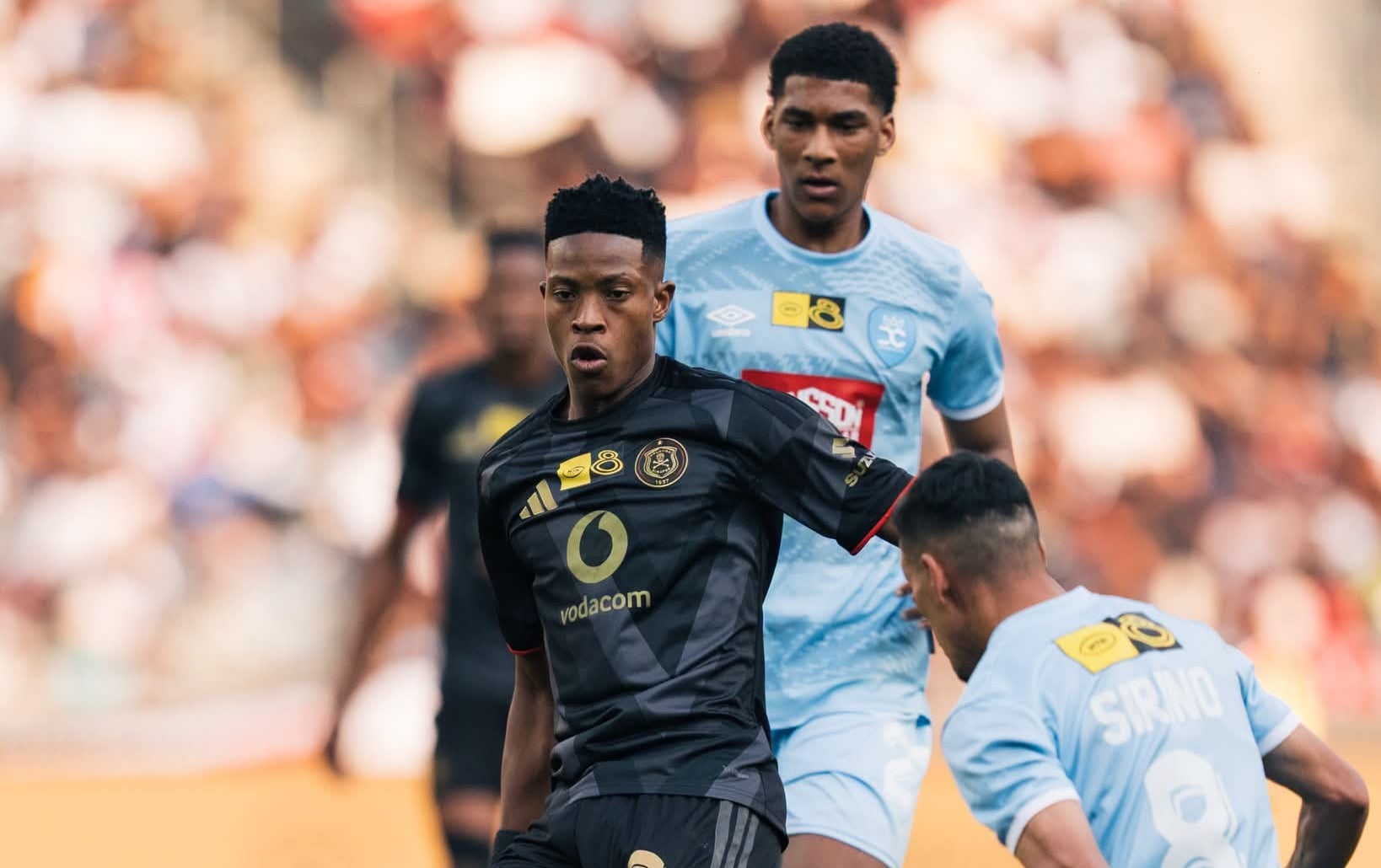 Yanela Mbuthuma in action for Orlando Pirates against Durban City FC