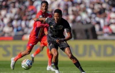 Orlando Pirates striker Yanela Mbuthuma tries to control the ball against Milford FC