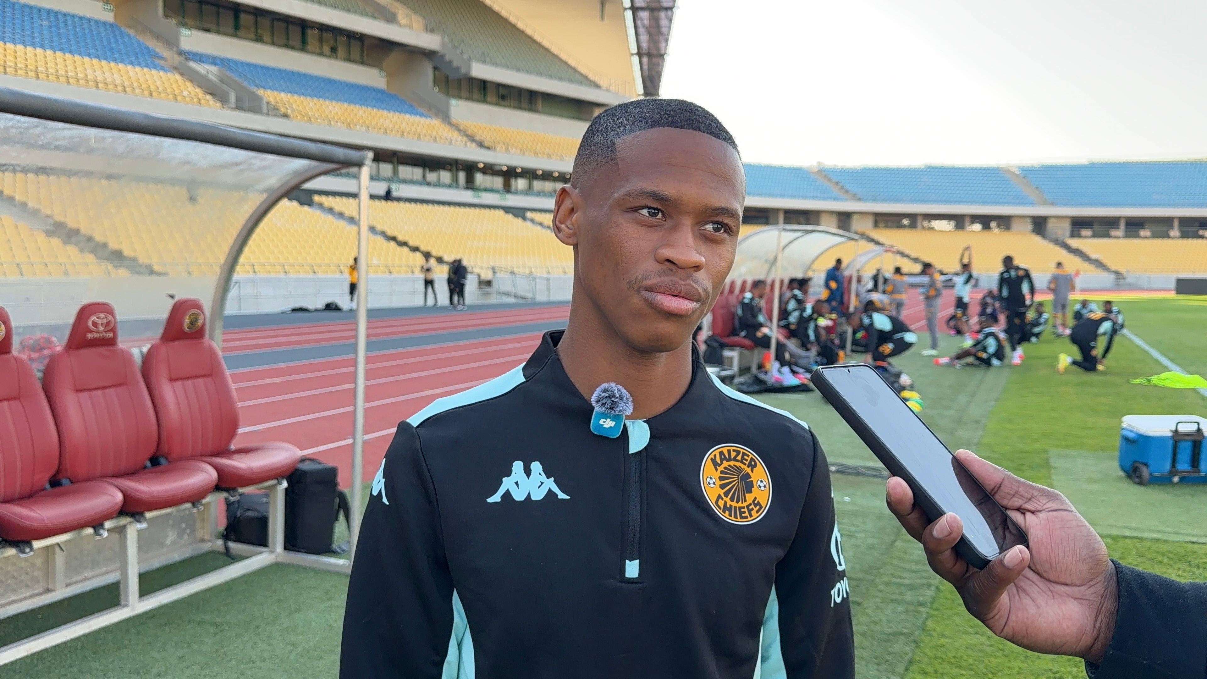 Asanele Velebayi of Kaizer Chiefs speaking
