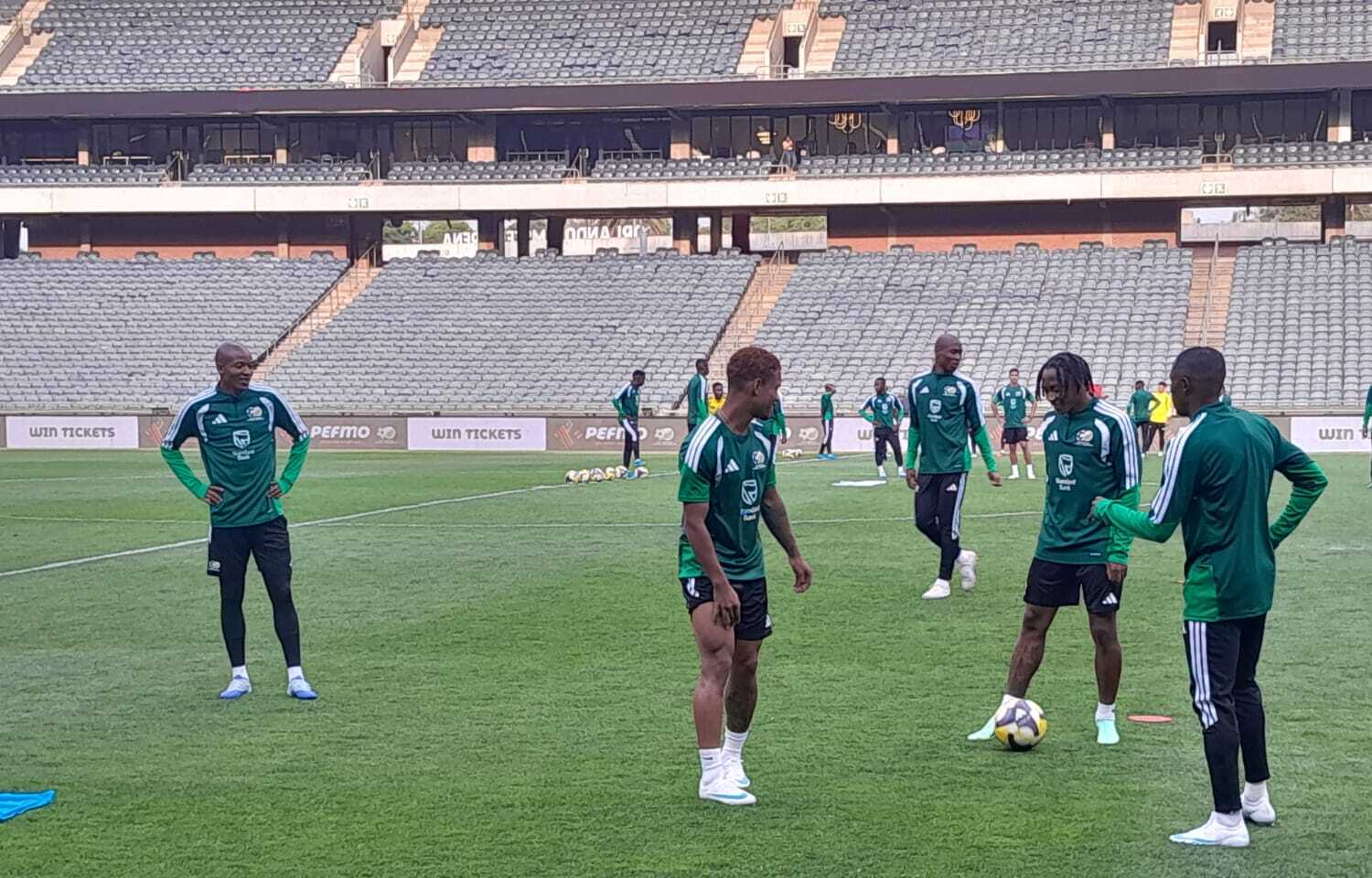 Bafana Bafana players training at Orlando Amstel Arena