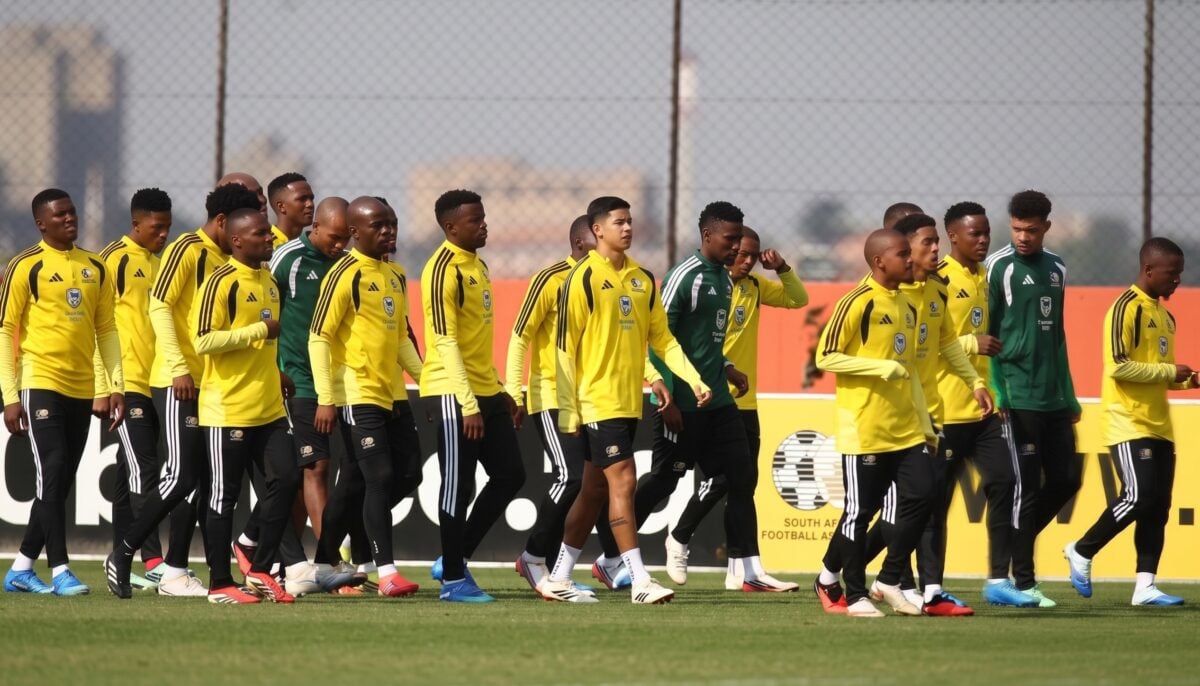 Bafana Bafana players at training