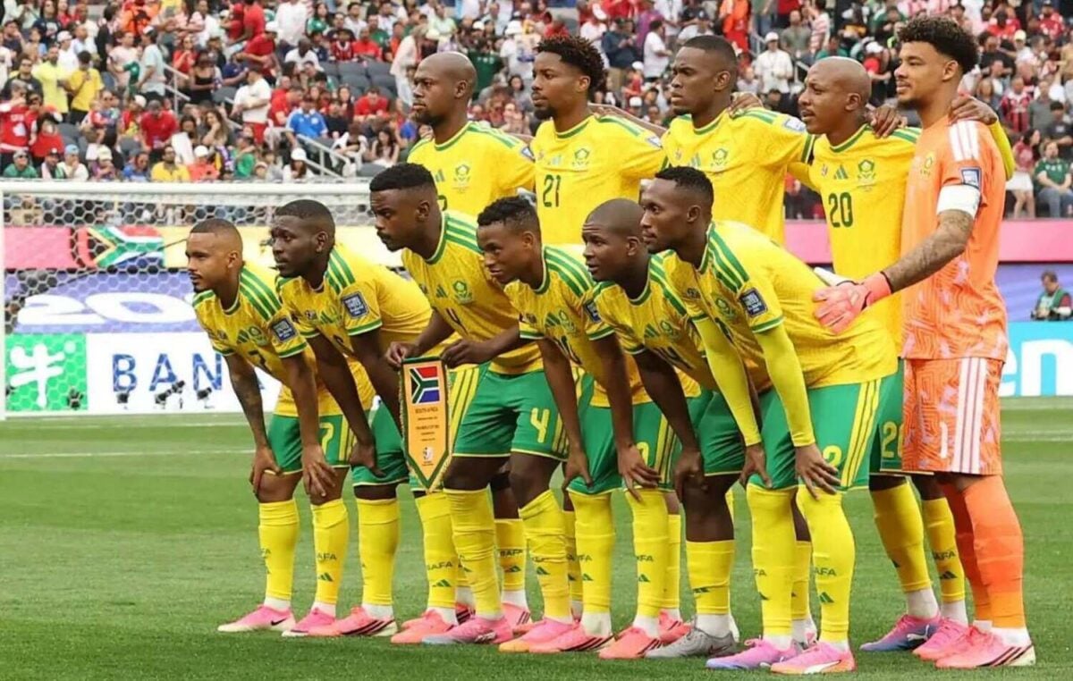 Bafana Bafana players line up before facing Canada at the 2026 FIFA World Cup